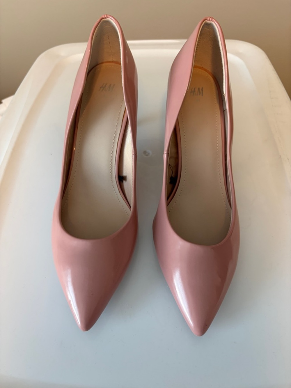 H&M Blush Pink Patent Pointed Pumps